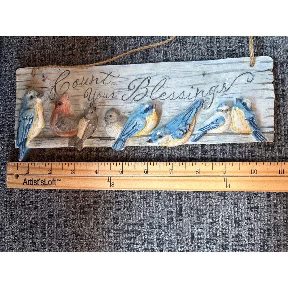 New Creative Enterprises Count Your Blessings Bird Wall Plaque Rustic Sign Decor